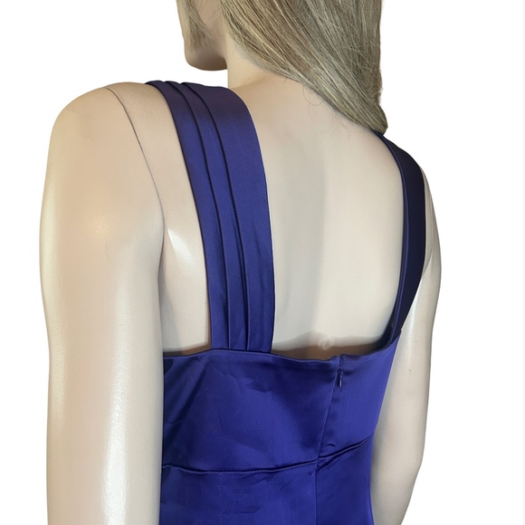 Calvin Klein Dress Sheath Purple Satin Cocktail Dressy Special Occasion *Flaw* - Picture 9 of 16